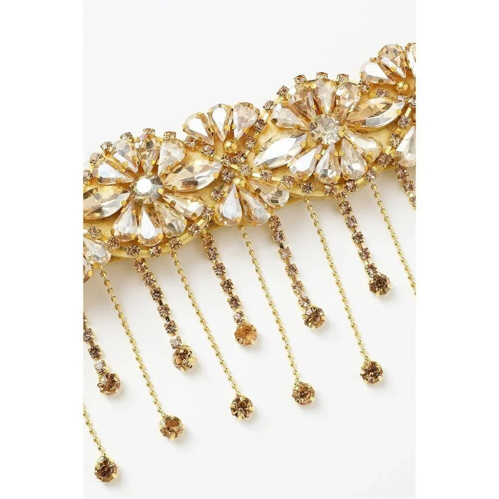 1920s Flapper Headpiece Rhinestone Bead Chain Vintage Hair Accessory